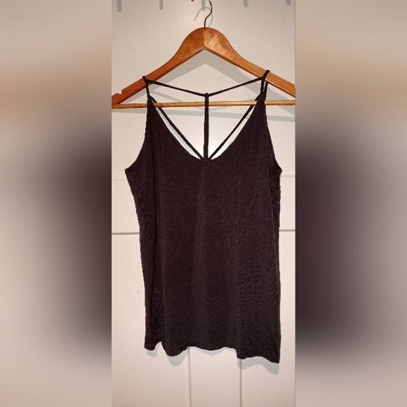 American Able Casey Cross Front Knit Strapy Tank Top Dark Gray Size Small - Picture 2 of 4